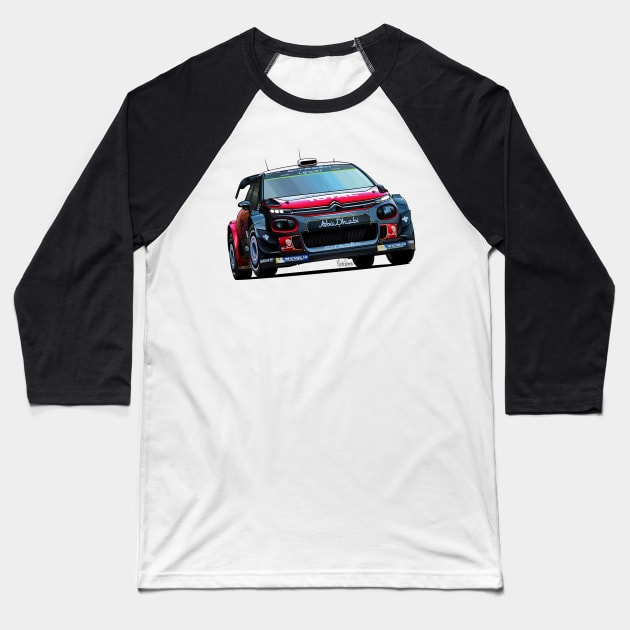 Citroen C3 WRC Baseball T-Shirt by Mario Ramos Rally Art